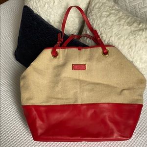 Large leather & canvas Ugg tote bag